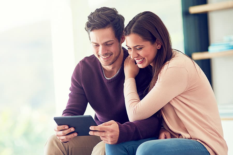 Two adults reviewing health information together